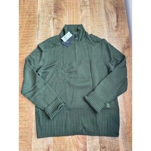 CRWTH Men's Olive Green Hill Climber 1/4 Zip Sweater Wool Blend Pullover Size XL